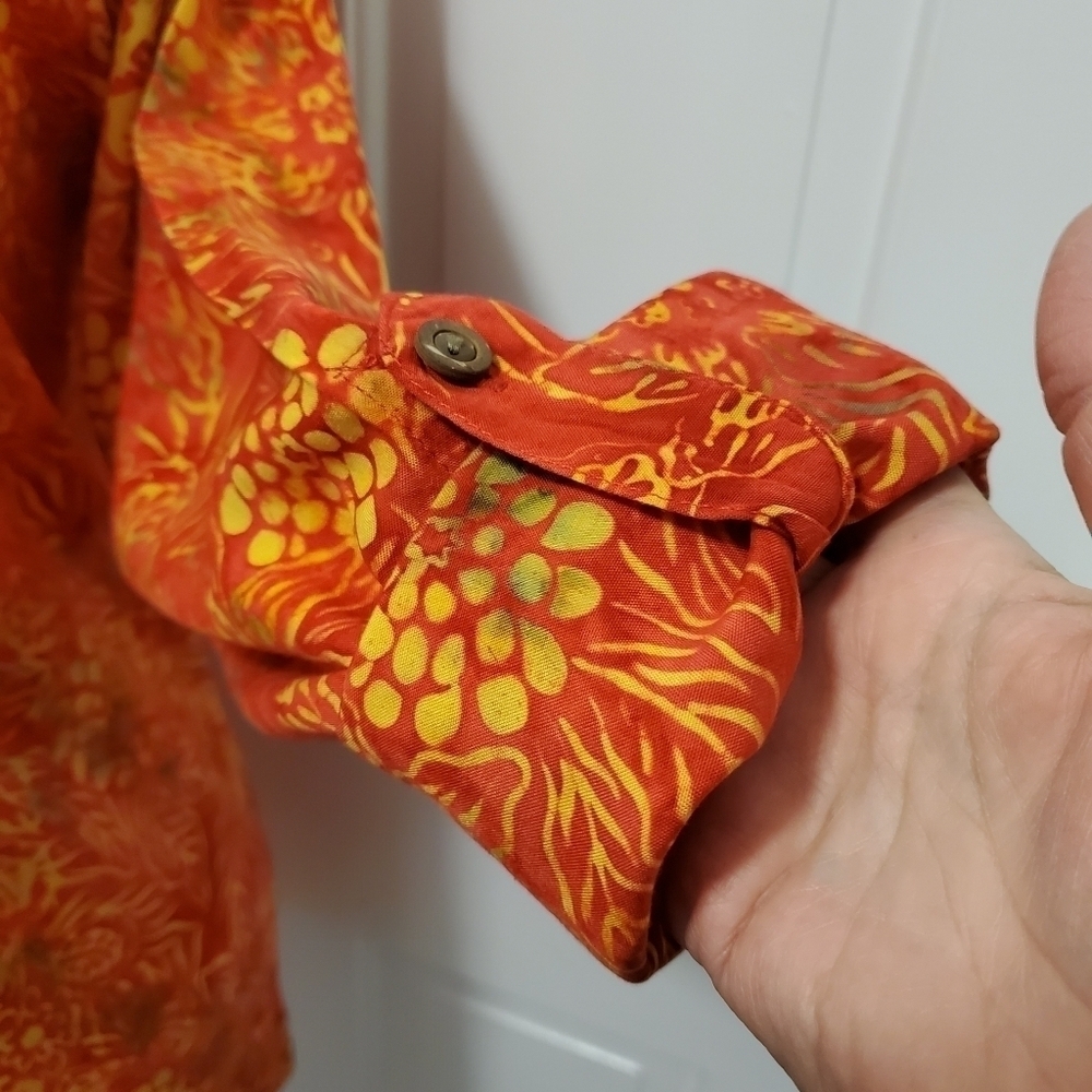 Soft Surroundings Orange Batik Hoodie 100% Rayon Tunic Size PL, colorful, comfy - Picture 7 of 11